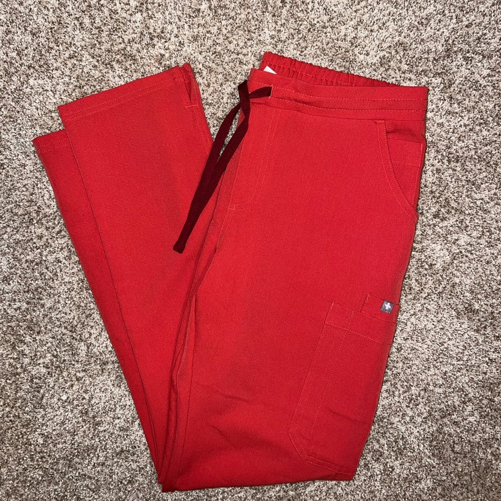 Figs Red Athletic Pants with Drawstring Waist
